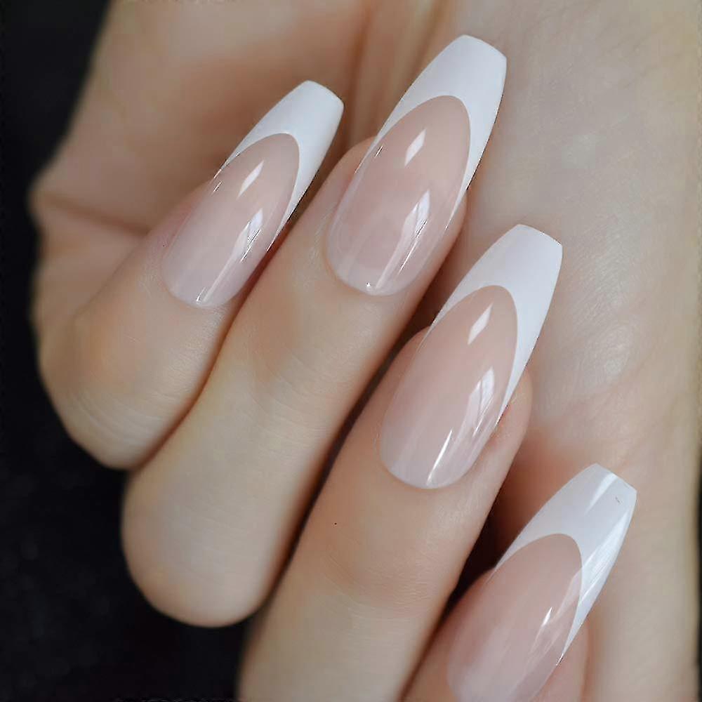 Lange glnzende franzsische Nagel Natrliche Nude Kunststoff Knstliche  Fingerngel | Fruugo DE
