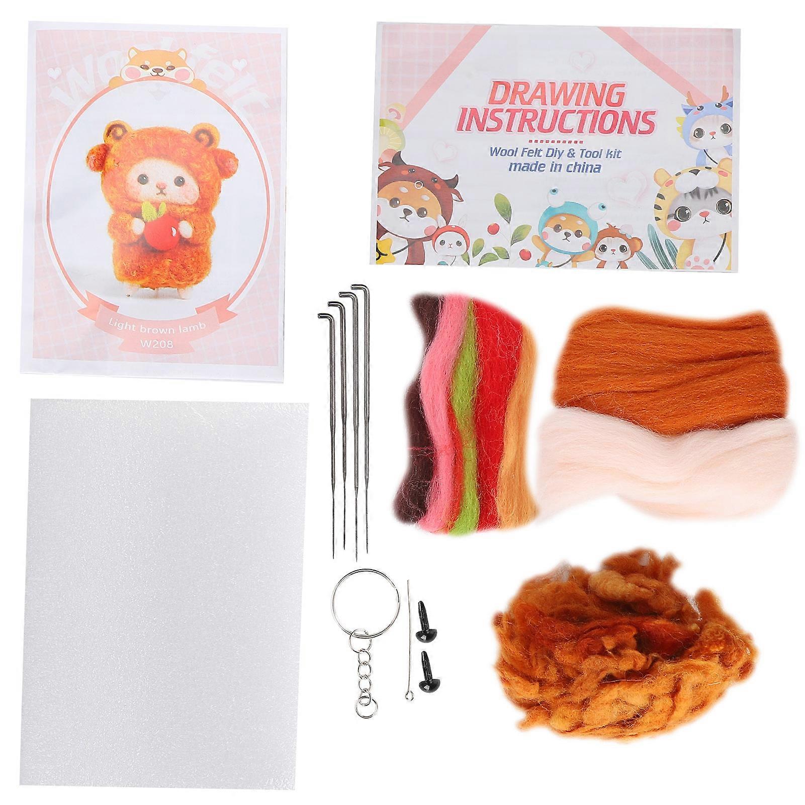 Needle Felting Kit Wool Sheep Doll Plush Doll DIY Making Material Package for Beginner208# Light Brown