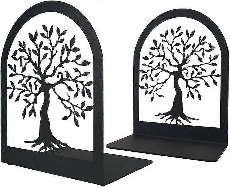 Tree of Life decorative bookshelf, heavy-duty metal black bracket, scratch and slip resistant, suitable for home library desk, 1 pair