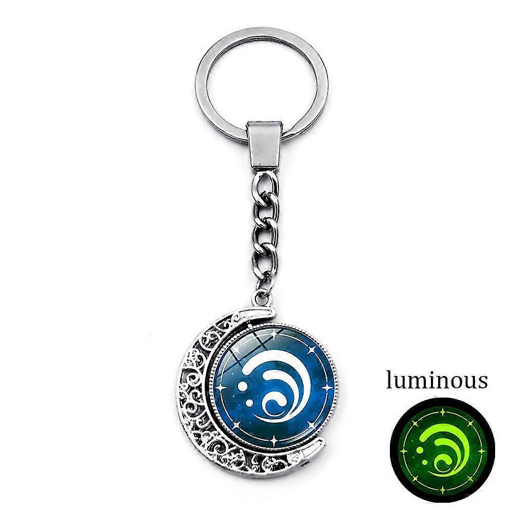 Genshin Impact Keychain 360 Degrees Rotated Moon Pendant Game Eye Of God Metal Key Chain Ring For Men Women Cute Keychain Charms