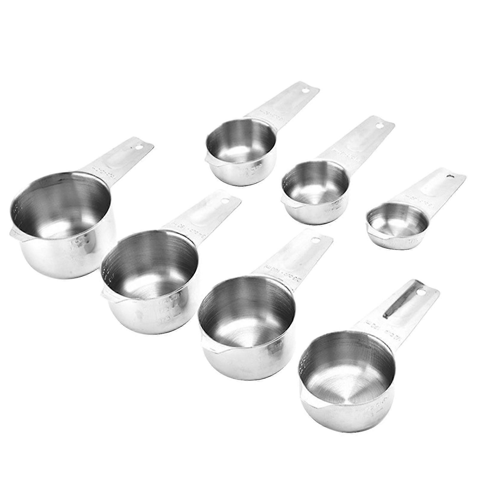 7pcs/set Measuring Spoon Stackable Stainless Steel Home Cafe Kitchen Tool
