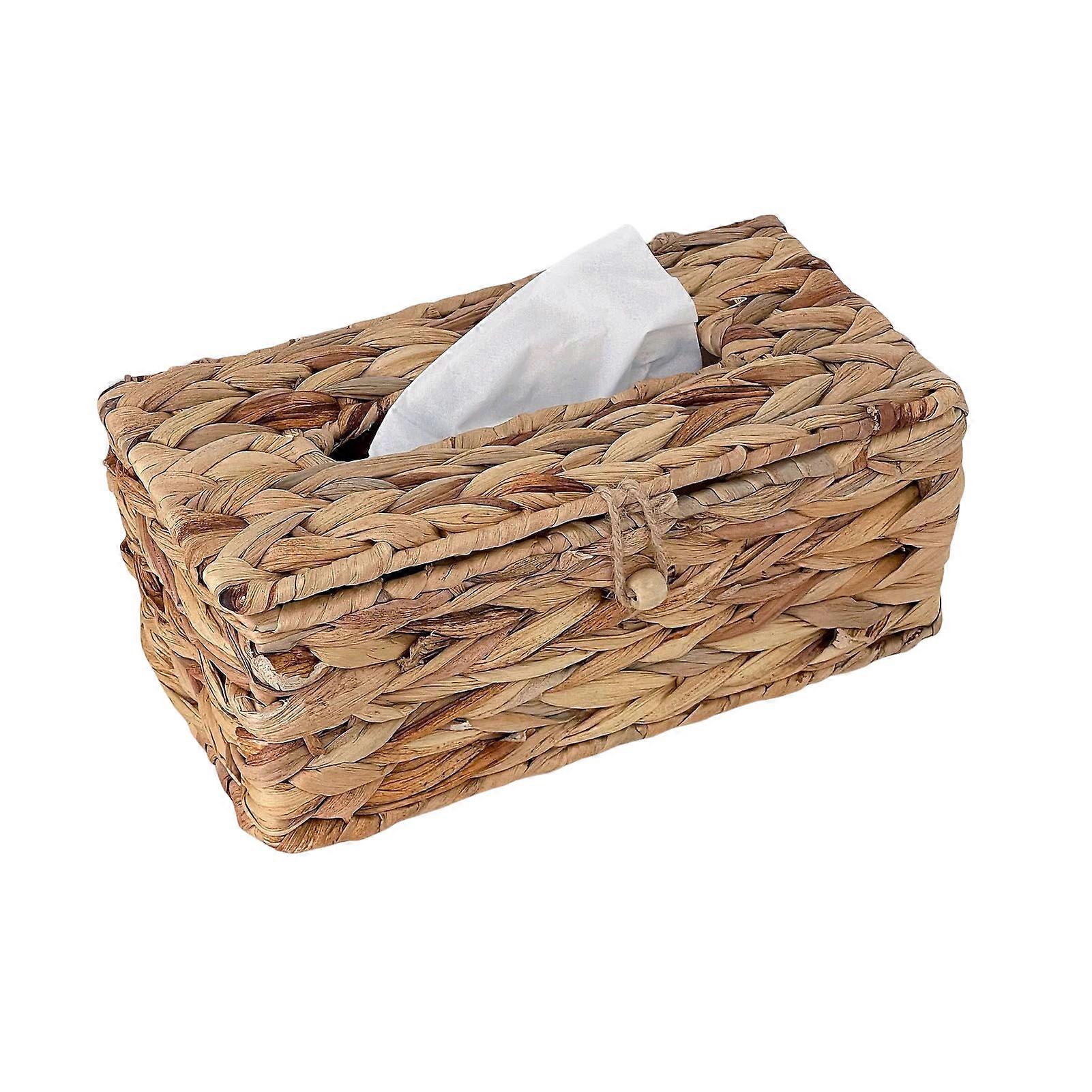 Rectangular Napkin Box Exotic Water Hyacinth Woven Box for Home Flat Office Dormitory