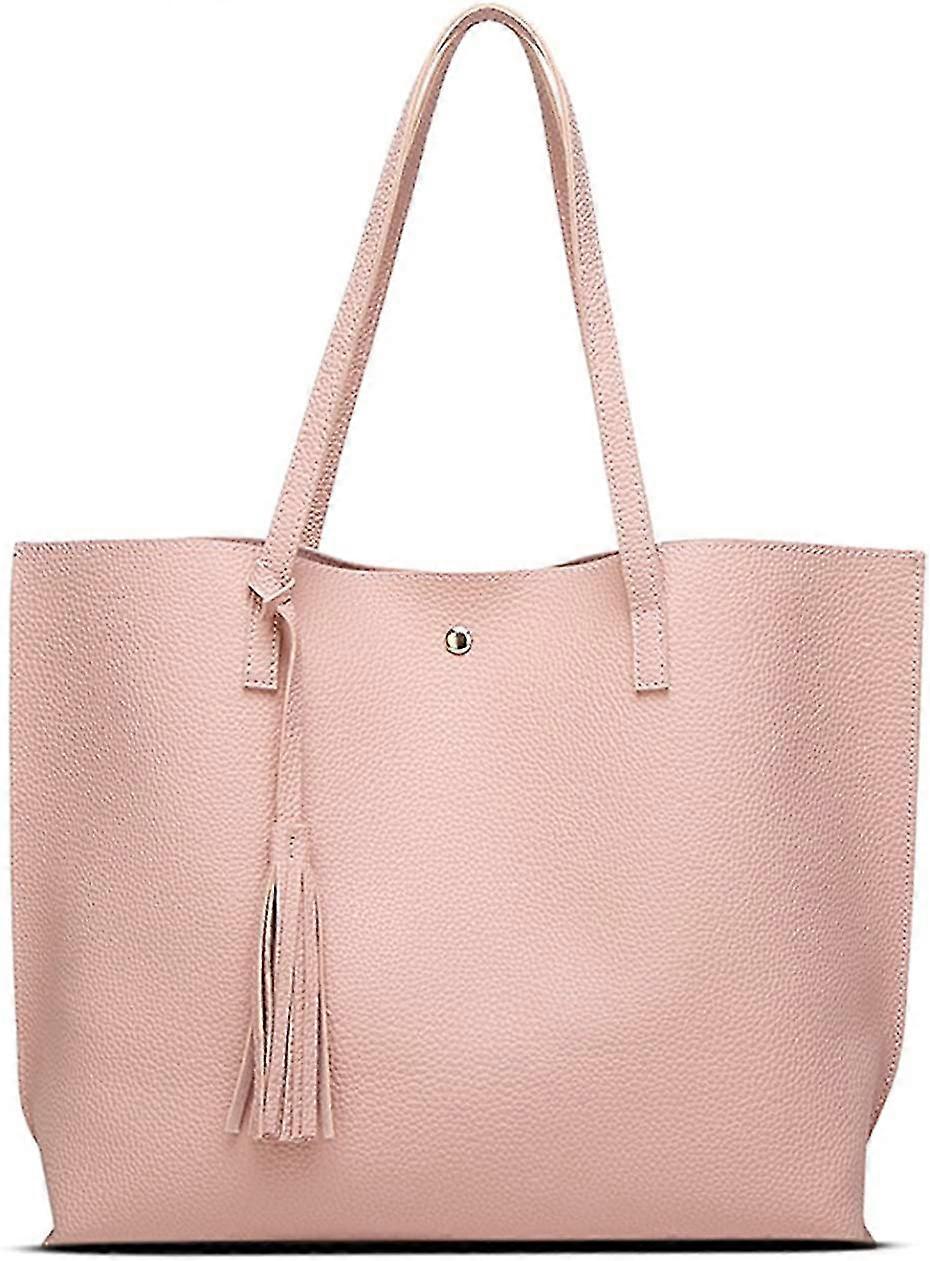 Women's Soft Faux Leather Tote Shoulder Bag From , Big Capacity Tassel Handbag