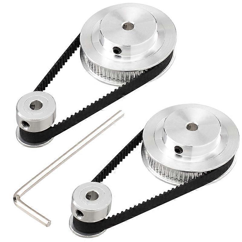 2 Kit GT2 Synchronous Wheel 20&60 Teeth 5mm Bore,Aluminum Timing Pulley with 2 pcs Length 200mm Width 6mm Belt(bore 5mm)