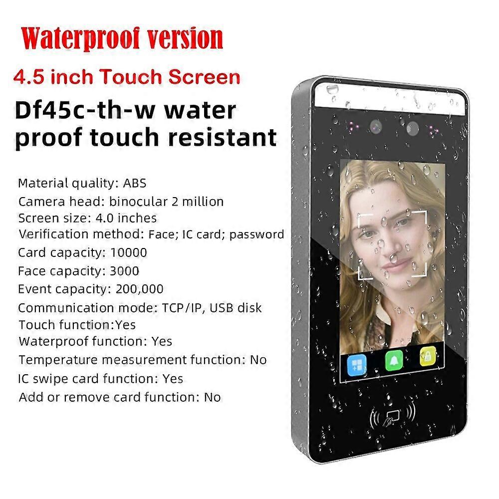 4.5 inch Waterproof Dynamic Facial Access Control Fingerprint Time Attendance Face Recognition 13.56Mhz Keypad waterproof