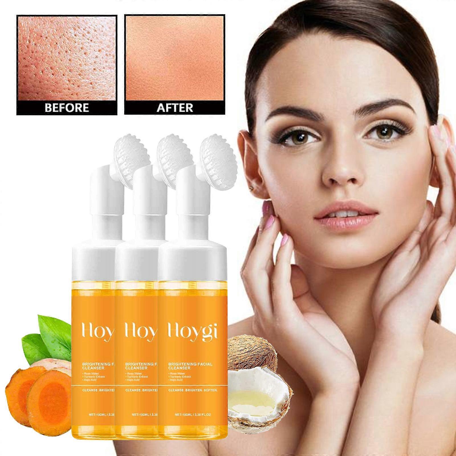 3PCS Curcuma Nettoyant Visage Hydratant Nettoyant Nettoyer Rétrécir Les Pores Rafraîchissant Éclaircir Les Taches Unifier Le Teint Réduire Les Imperfections Rendre La Peau Rayonnante