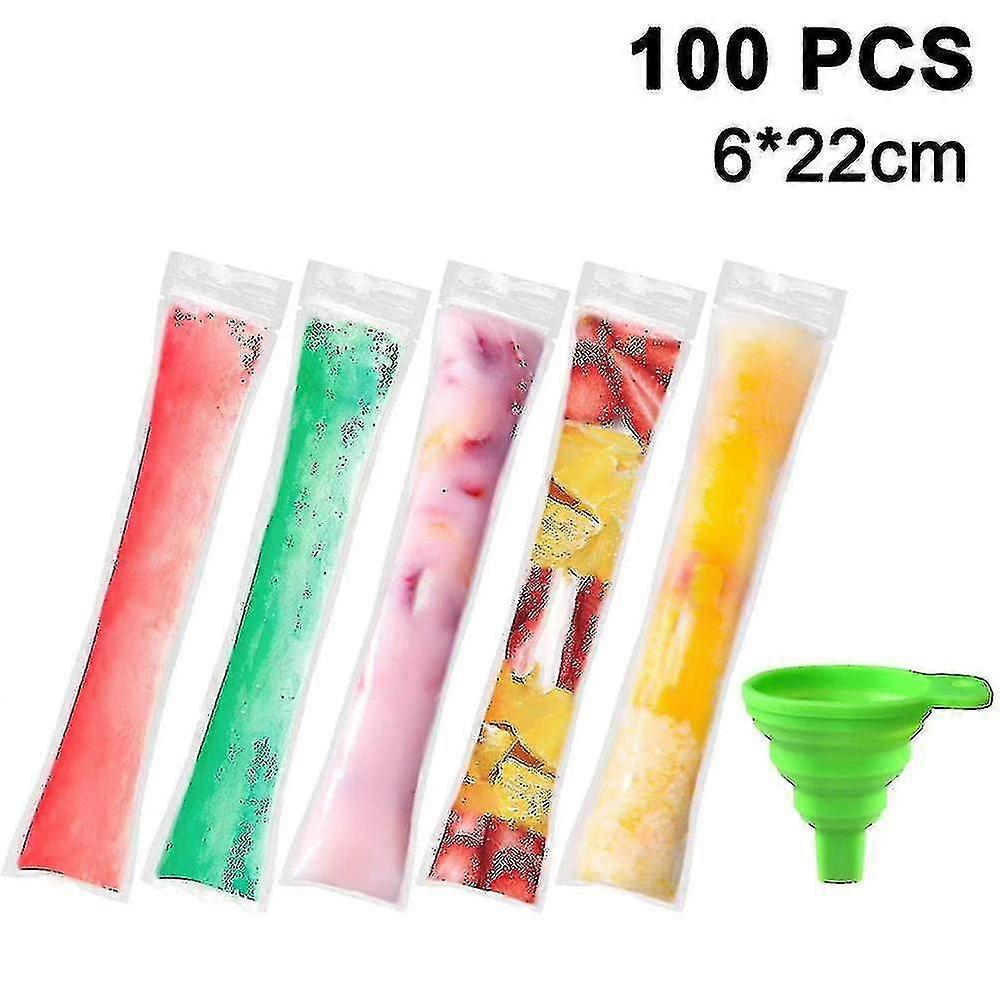 100 db Popsicle táska, eldobható - szilikon tölcsérrel A (cy)