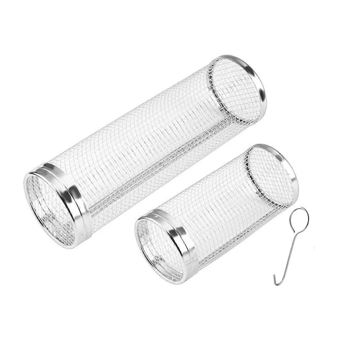 Rolling Grill Basket, Grill Nets for Outdoor Grill Vegetable,Barbecue Stainless Steel Wire Mesh Cyl