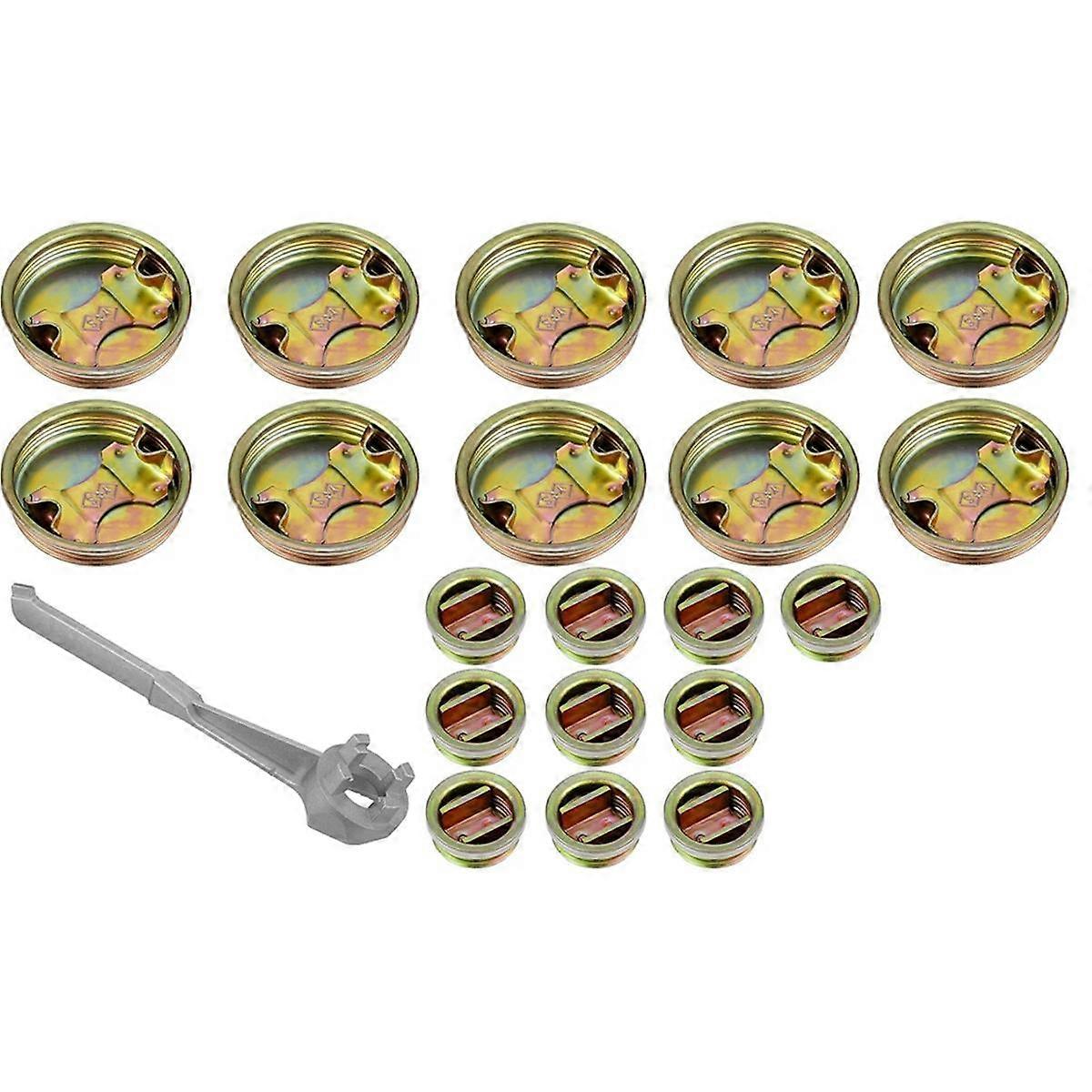 20 peças de tampão de metal para tambor com junta de 2 polegadas e 3/4 polegadas de aço com chave de tampão de alumínio