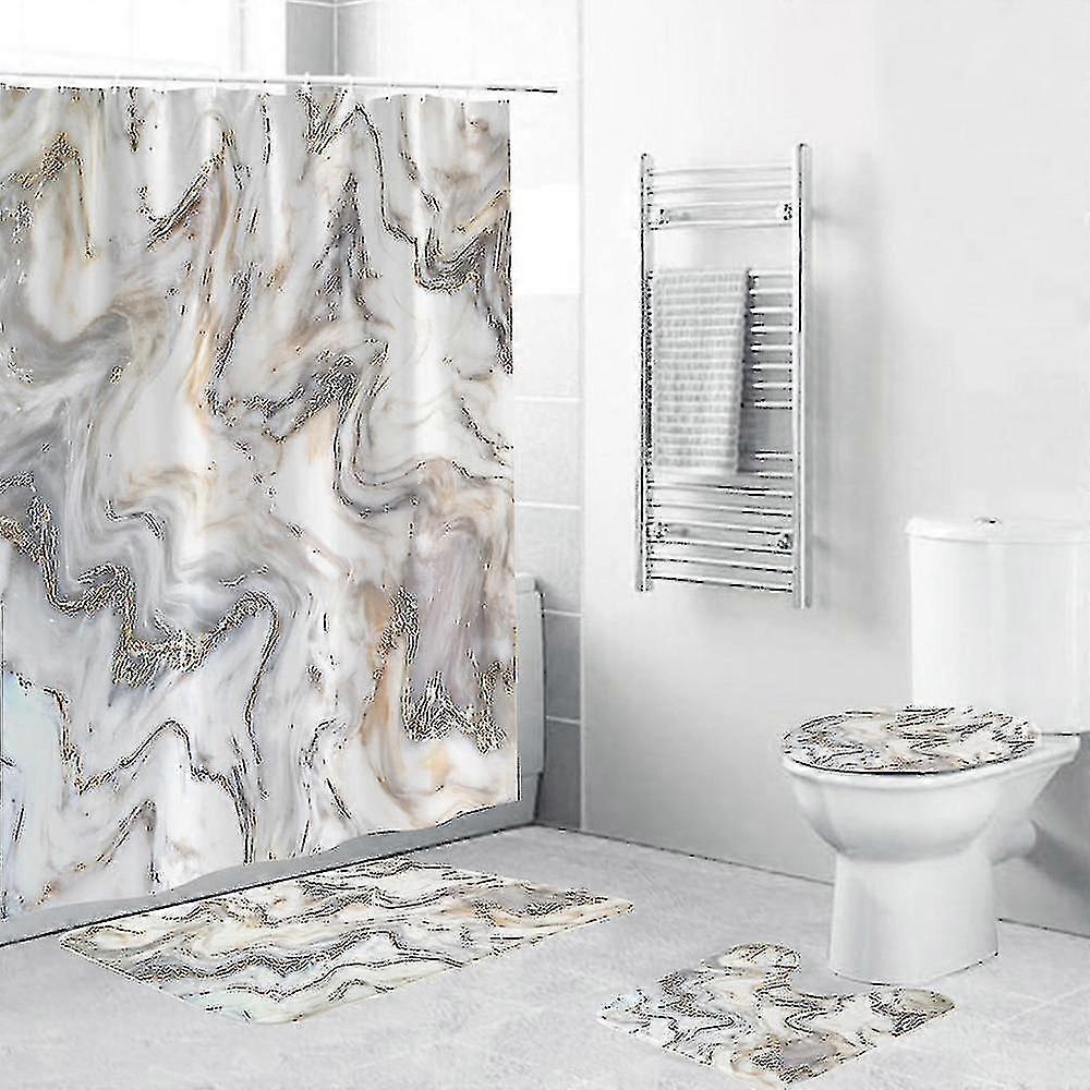 Yy 4-piece Bathroom Set With Marble Ink Texture