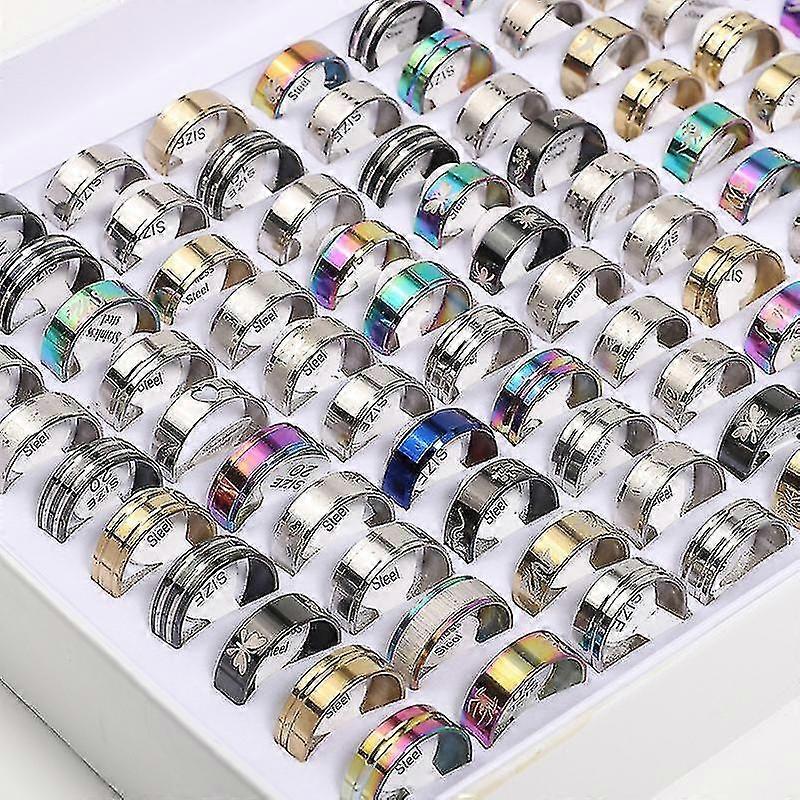 20 Pcs Men's And Women's Rings Titanium Stainless Steel Mixed Ring-size:size 9