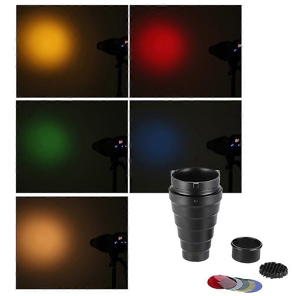 Conical Snoot With Honeycomb Grid 5pcs Color Filter Kit For Bowens Mount Studio Strobe Monolight Ph