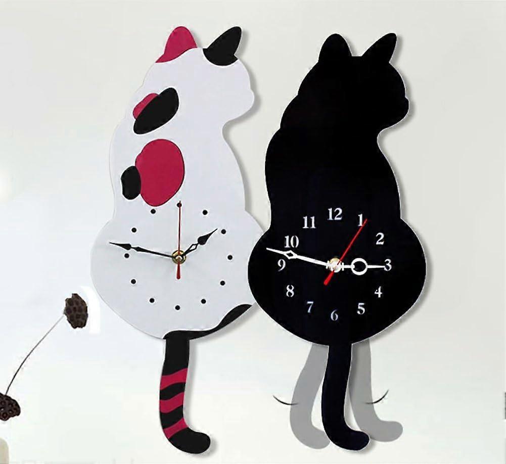 CY Y9861 Analogue Pendulum Calico Cat Design Wall Clock
