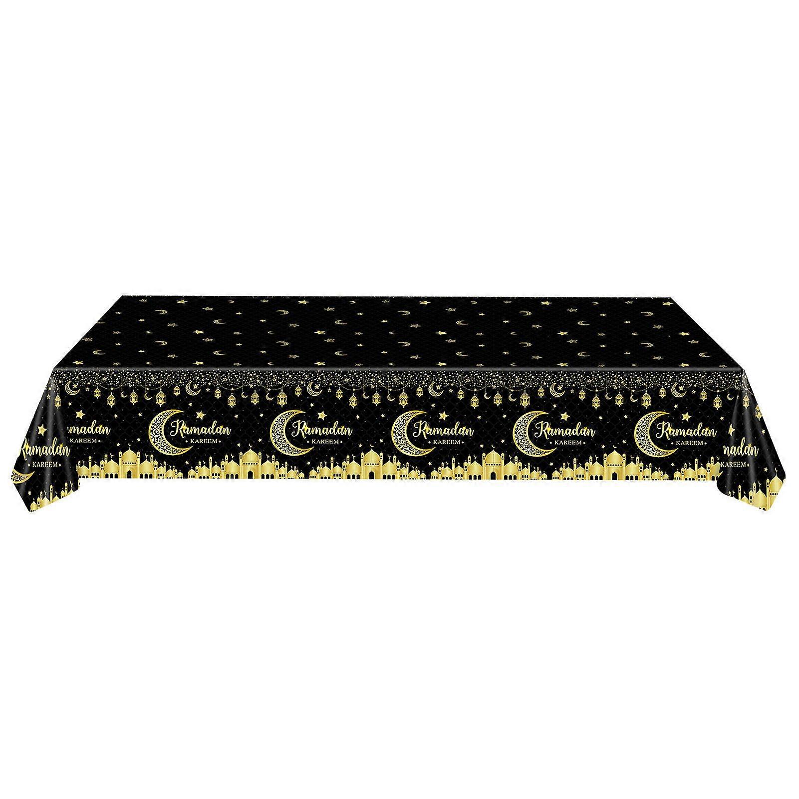 Ramadan Table Cloth Ramadan Kareem Table Cover Plastic Rectangle Eid Moon Star Tablecloth Table Decoration