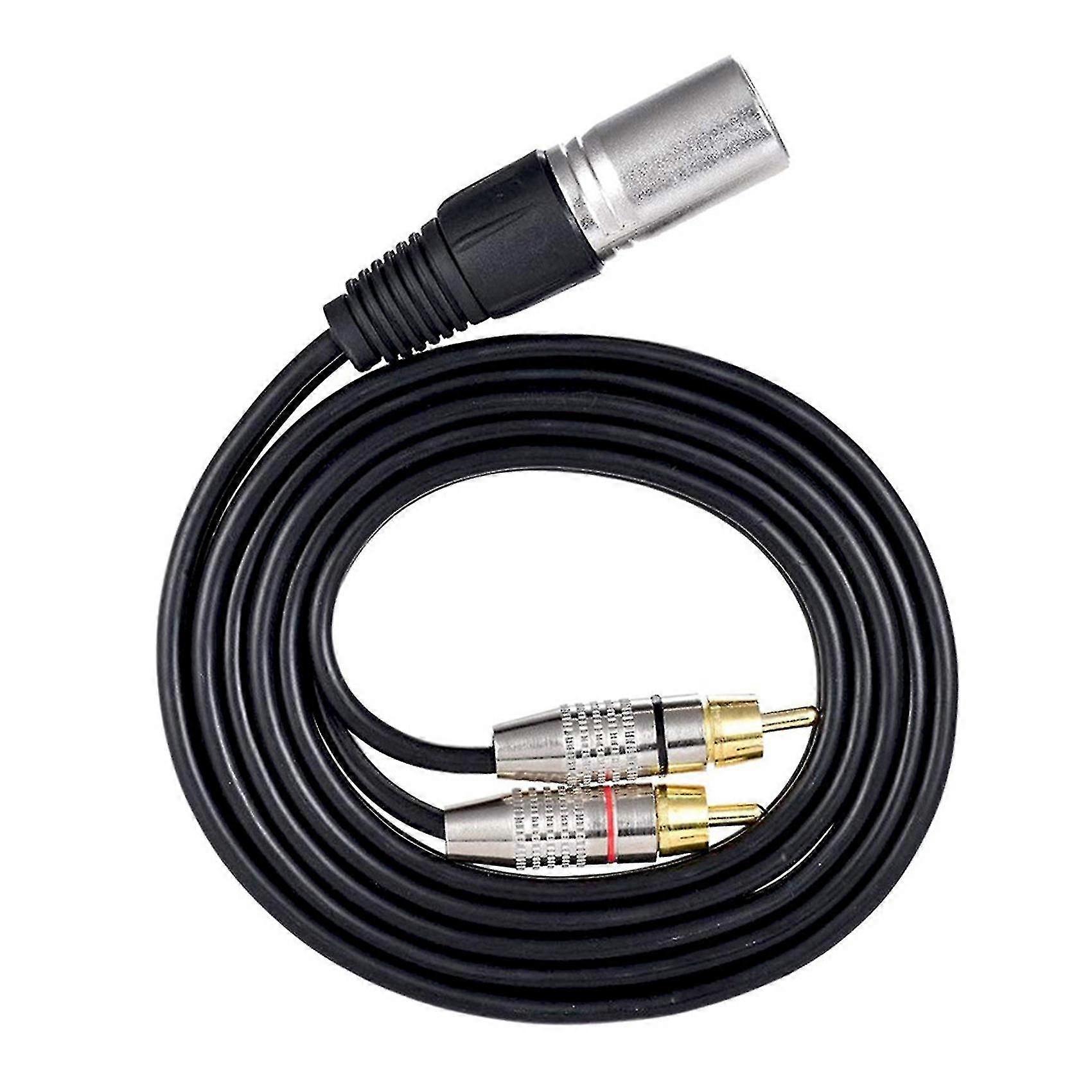 1 Xlr Male To 2 Rca Male Plug Stereo Audio Cable Connector Y Splitter Cord For Microphone Mixing Co