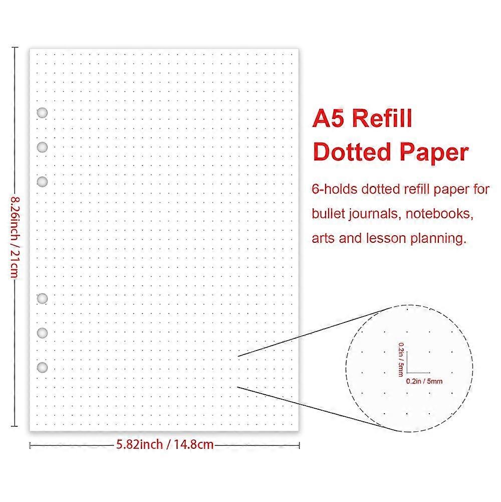 3 Pack A5 Dotted Paper, Refills for Planner/Binders, 6 Hole