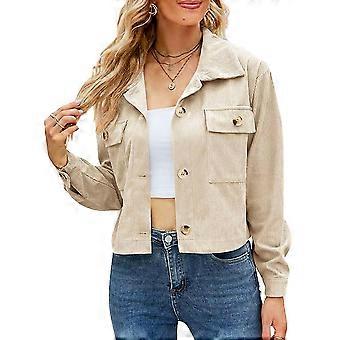 Women's Cropped Corduroy Jackets Oversized Button Down Shirts Shackets