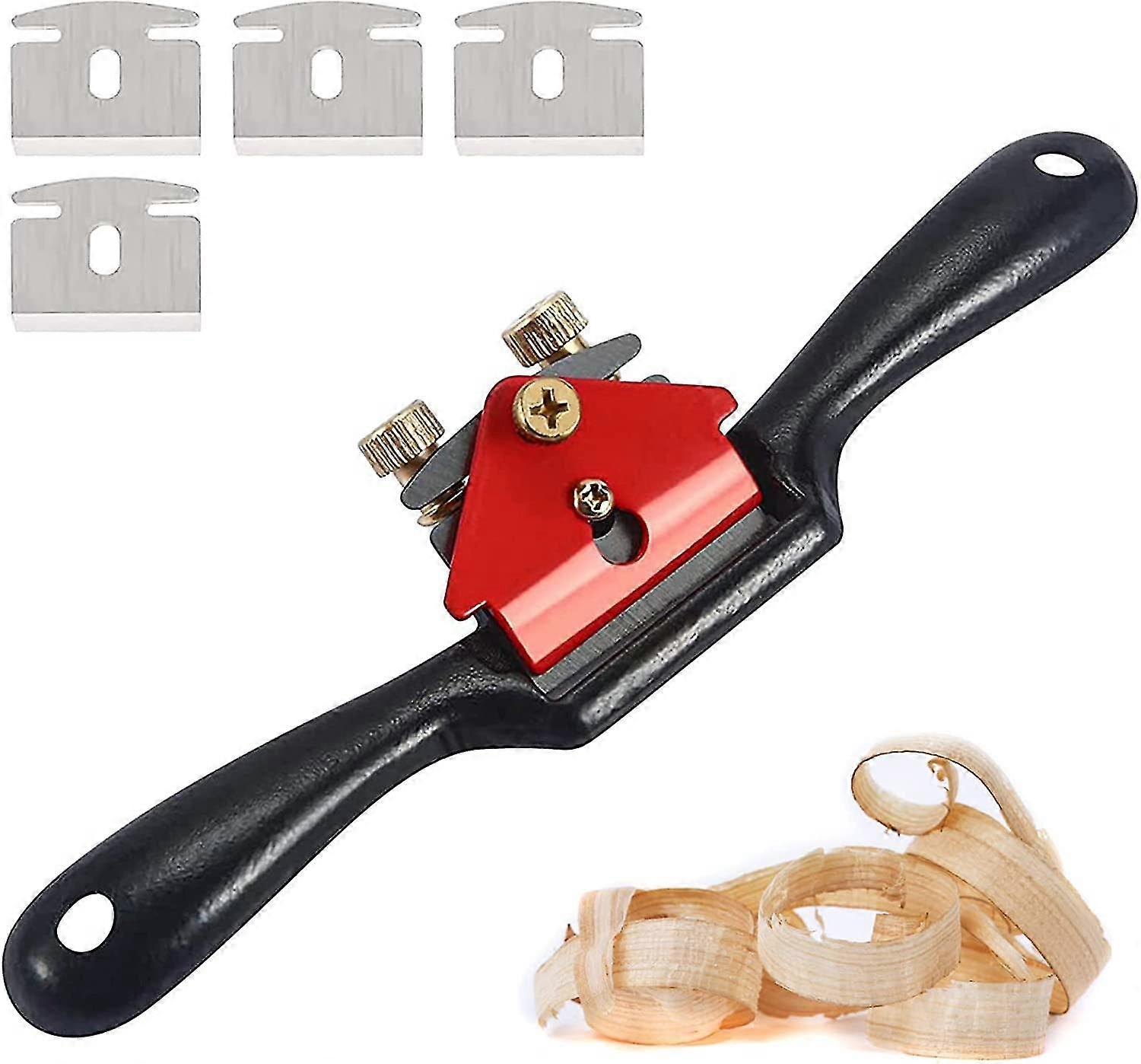 Plane Planer Wood Hand Planer, Woodworking Hand Tool, 9'' Adjustable Spokeshave Manual Planer With 4 Blades