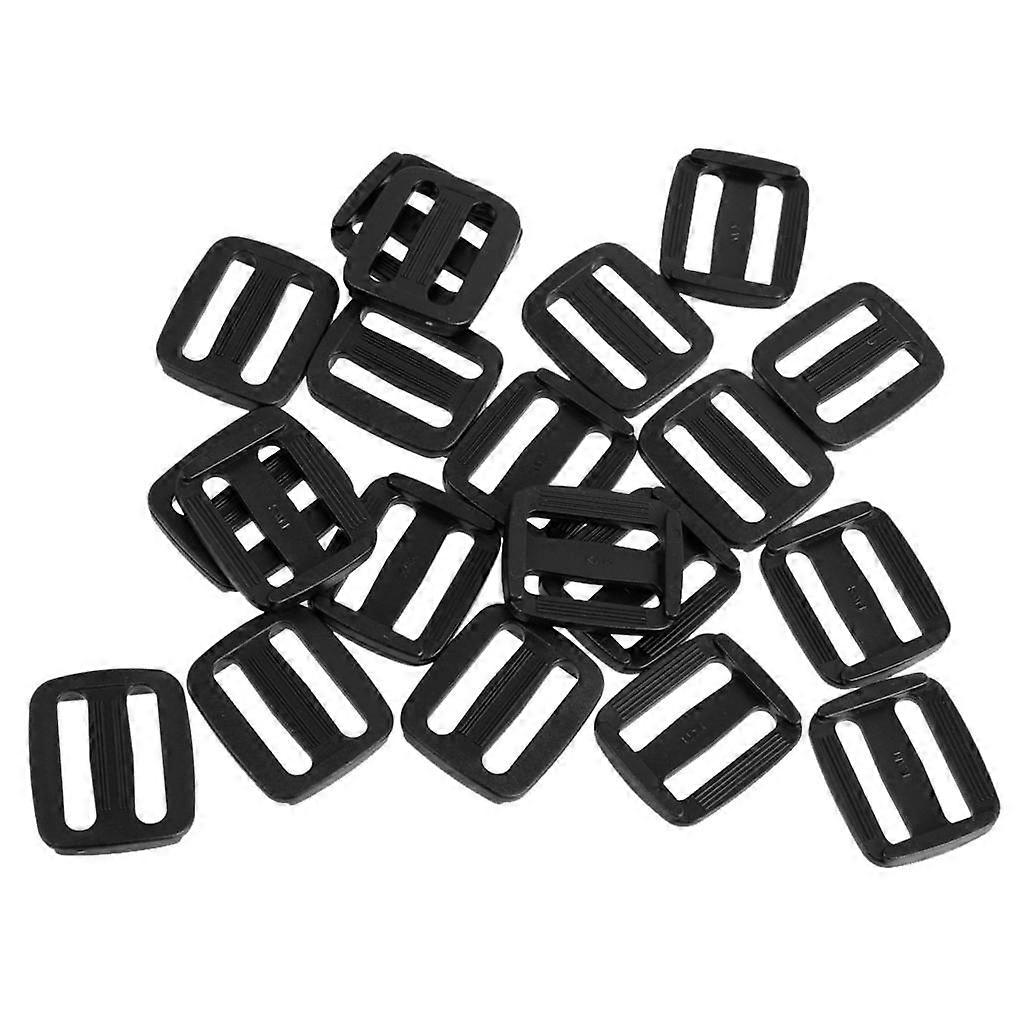 20Pcs 3 Bar Rectangle Buckles Slide Tool Tri Glide Buckle 20mm Black