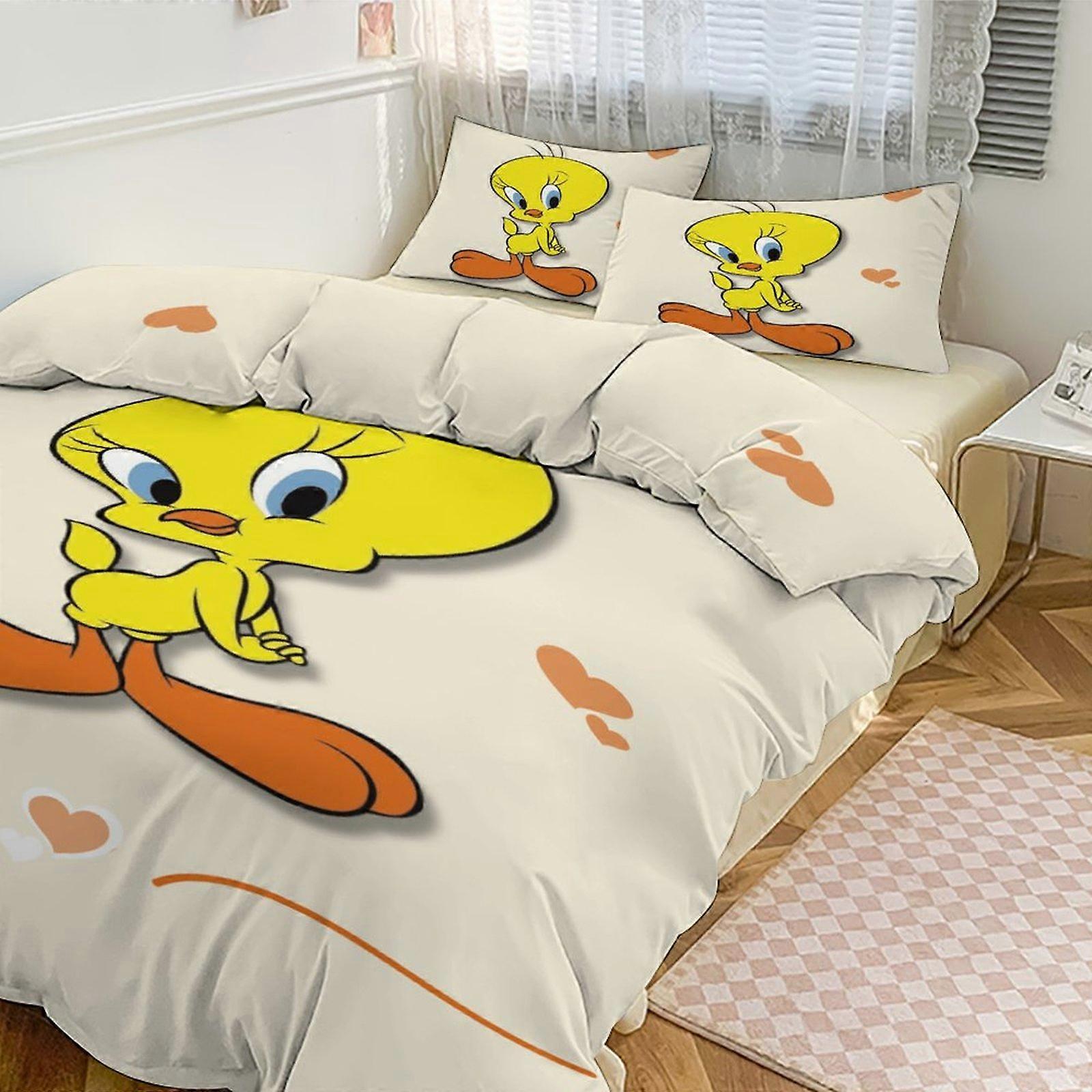 Yt498 TweetyBird Print Bedding Set Pattern Duvet Cove Set 3 Pieces 1 Quilt Cover And 2 Pillowcases for Women Men Teens Multiple sizes to choose from C