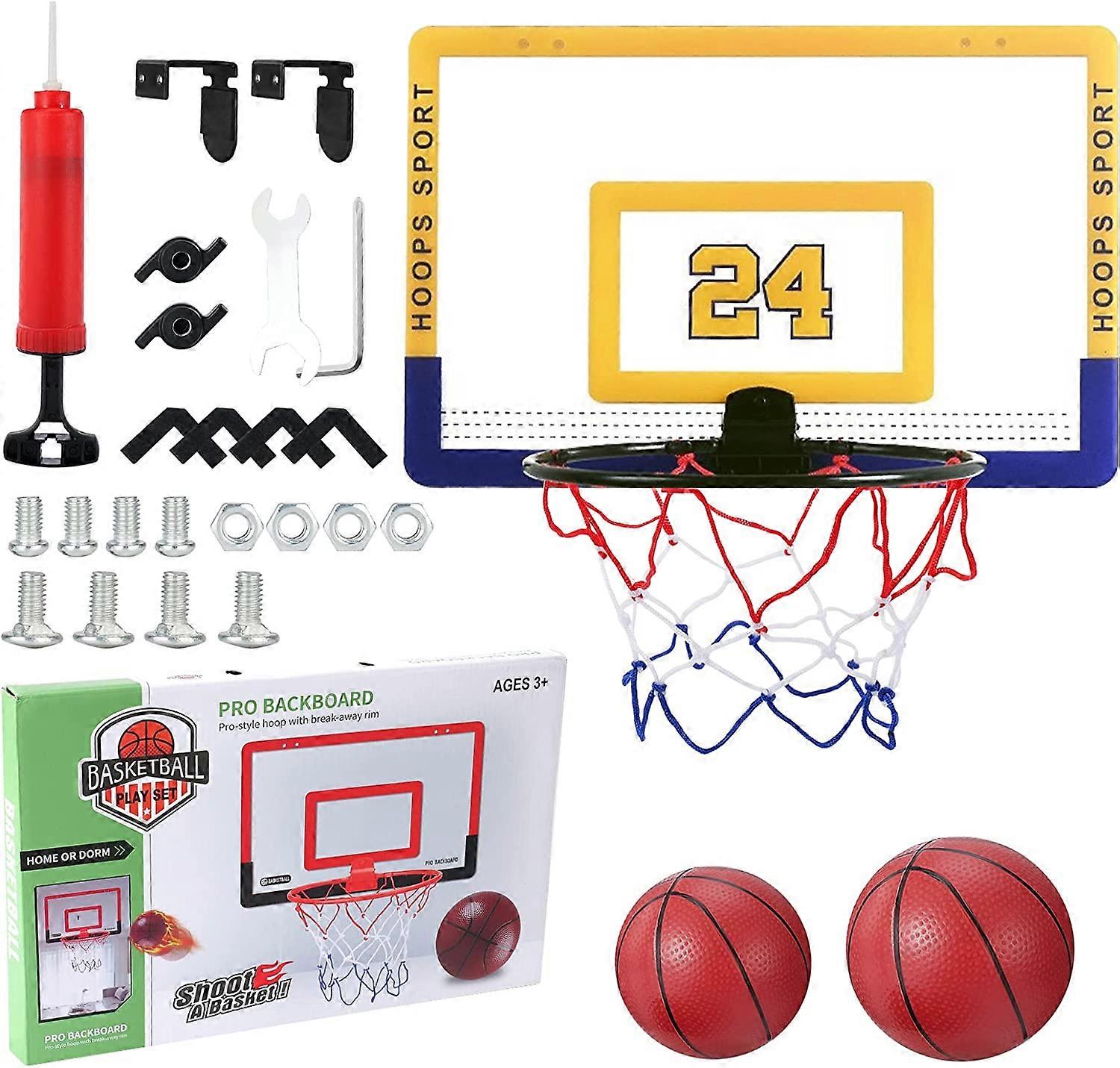 Mini basketkorg för barn Väggmonterad basketkorg för dörr med 2 bollar inomhus basket Backboard set med luftpump Sovrum Skyttebal