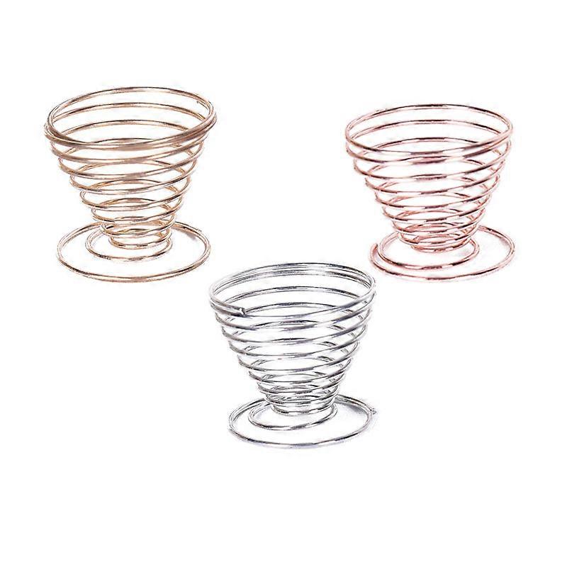 3 x Stainless Steel Wire Spring Spiral Egg Cups