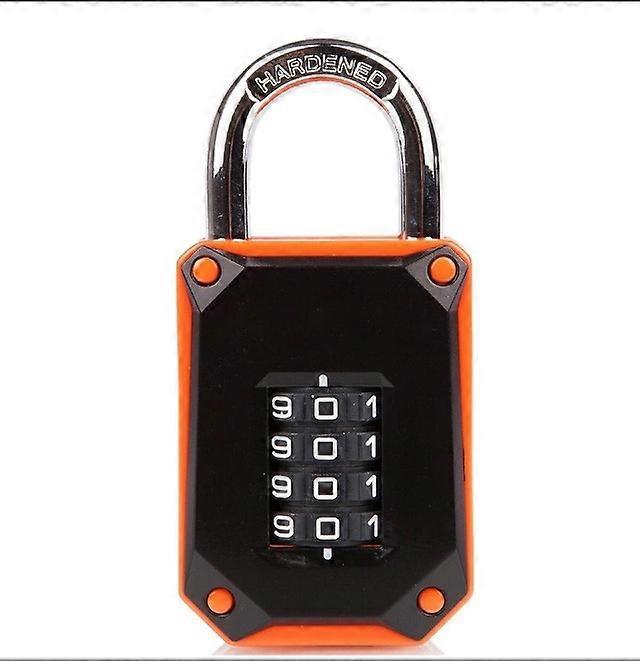 Locker Padlock - Orange - Heavy Duty 4-Digit Coded Padlock in Hardened Stainless Steel - Easy to Read Numbers - Resettable and Shatterproof - Pack of 