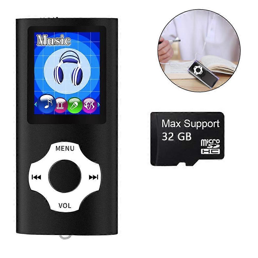 Portable MP3 Player with 32GB Memory Card, Digital Music Player with Video, Voice Recording, FM Radio, E-Book Reader, and Photo Viewer