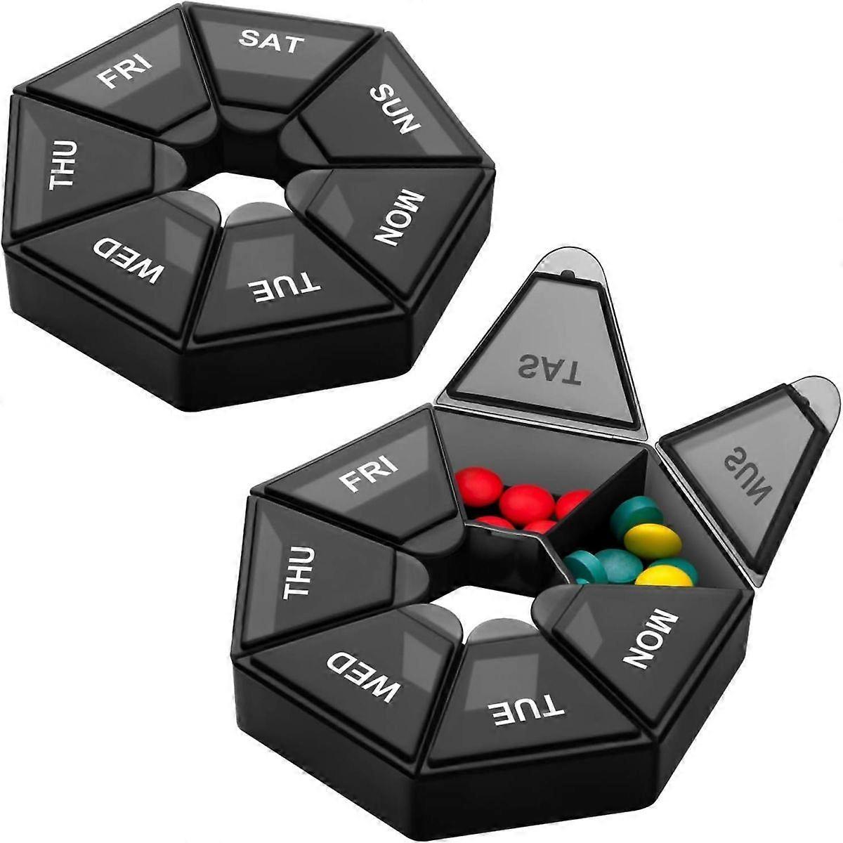 Pill box Weekly pill box, portable with large separate compartments