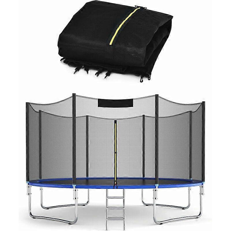 Rede de Segurança para Trampolim 305 CM, 6 Post Trampolim Net, UV Resistente, Zíper Duplo, Modelo de Borda Exterior, Preto