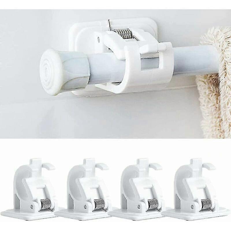 4 Pack Self Adhesive Curtain Rod Hooks No Drilling, Stick On Curtain Rod, Curtain Rod Holder, No Drilling, Curtains or Towel Rods A