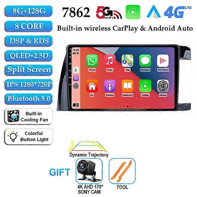 Android 12 Car Radio Auto CarPlay Multimedia Video Player For Toyota Wish XE10 2003 - 2009 WIFI GPS NAVI DSP No DVD
