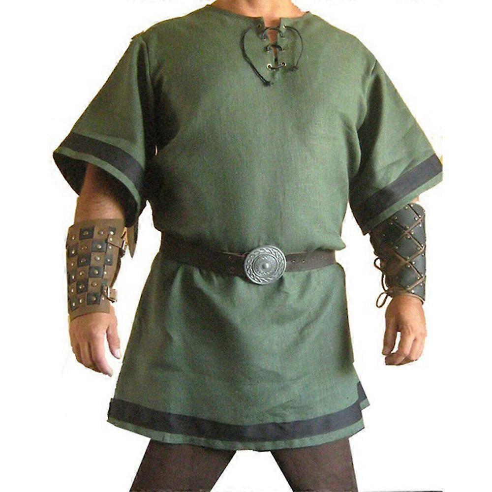 Erkekler Ortaçağ Orta Çağ Muhafız Kostüm Cadılar Bayramı Viking Şövalye Korsan Vintage Savaşçı LARP Gömlek