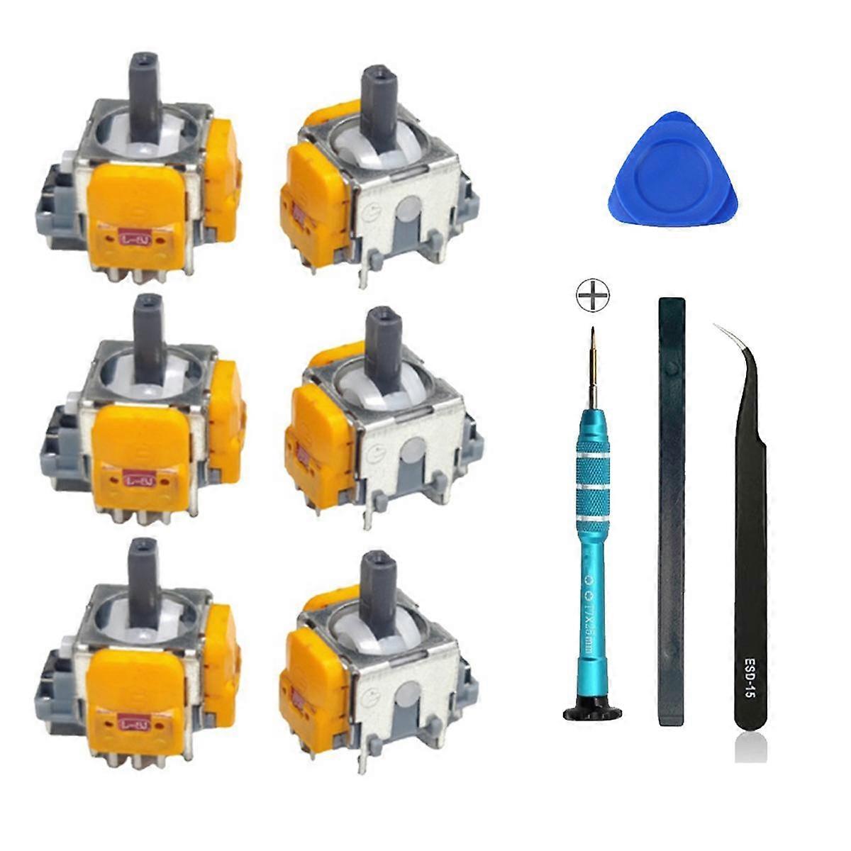 6PCS Joysticks with Screwdriver Kit for Game Console Joysticks Hall Electromagnetic Adjustable Joys