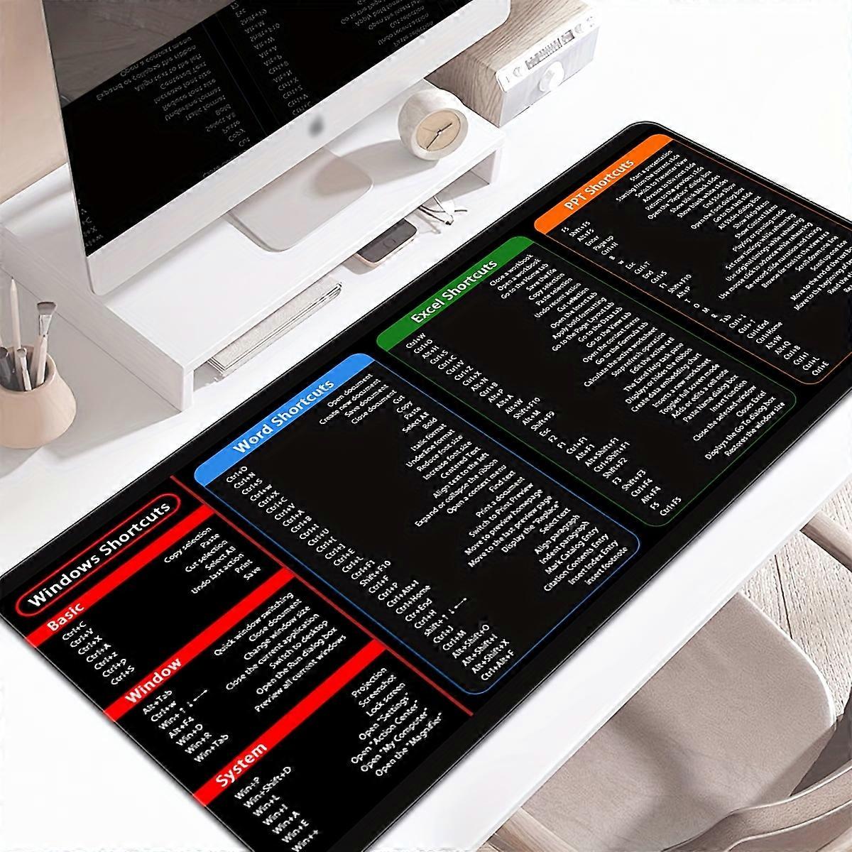 1pc Excel Shortcuts Mousepad - Non-Slip Keyboard Pad with Pattern for Easy Navigation and Improved Productivity