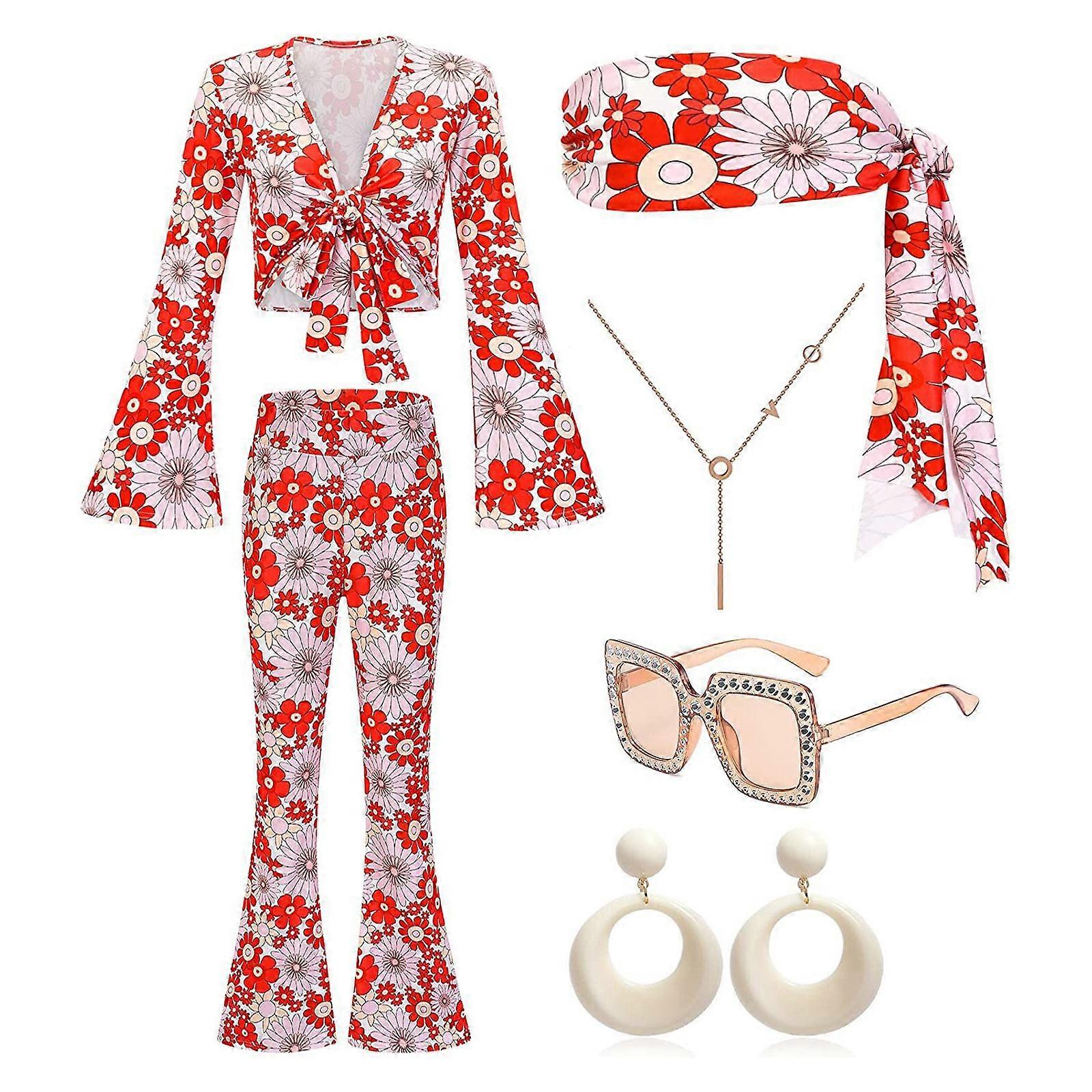 70s Theme Party Costume, Halloween Boho Flared Trousers