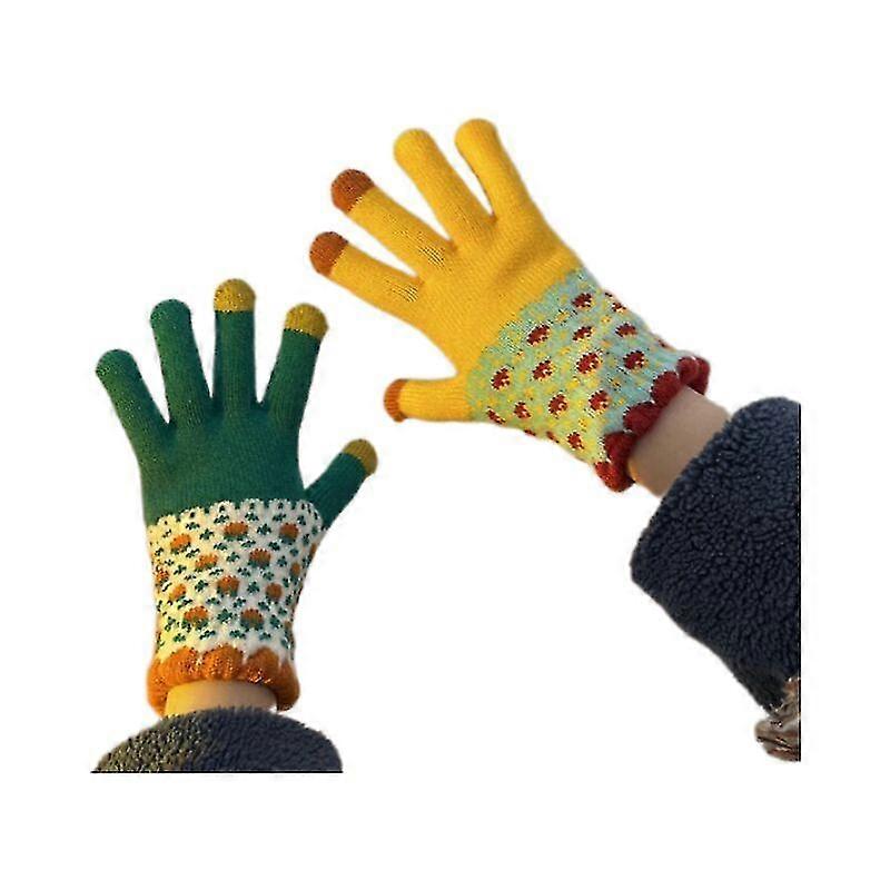 Pack Of Gardening Glovesknitted Gloves For Keeping Warmwinter Gloves Touch Screen Glovesyellow+Green