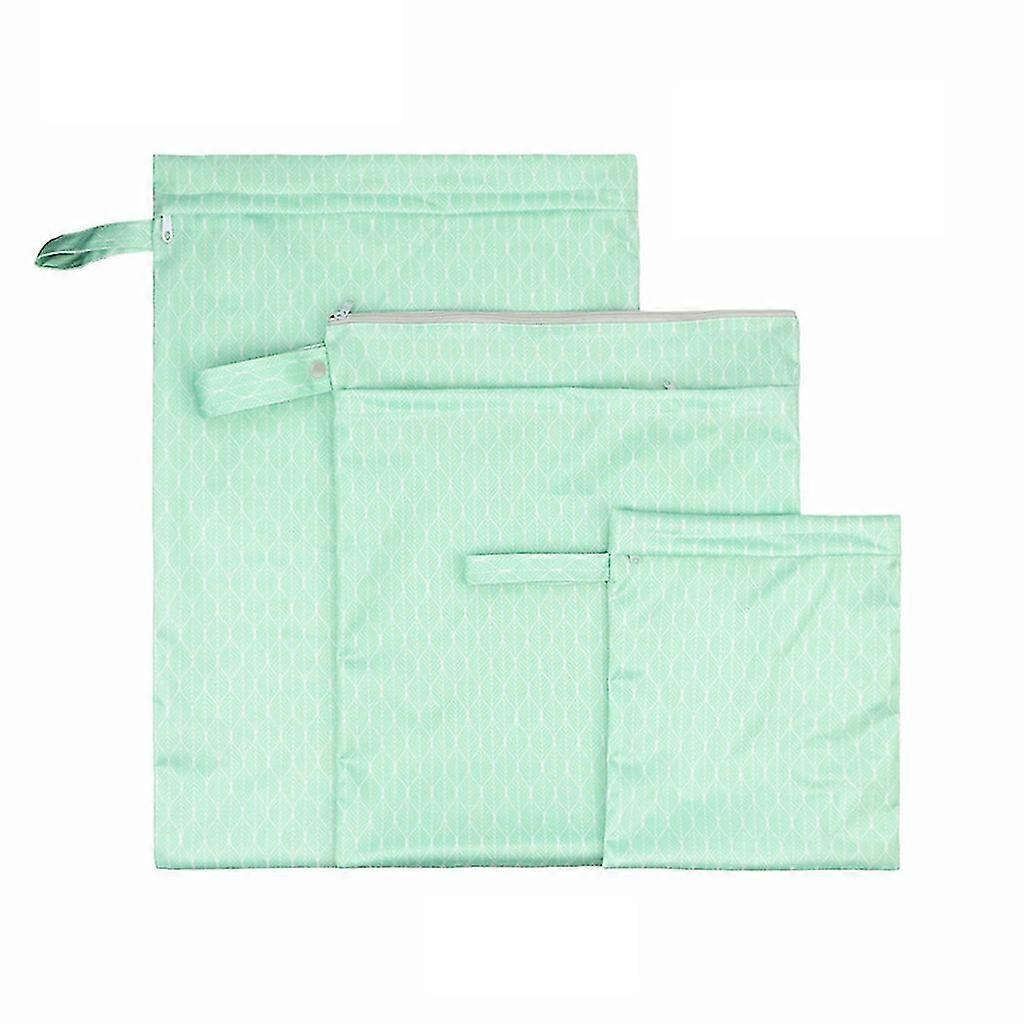 3 Pcs Wet Dry Bags For Cloth Diapers Nappy Daycare Organiser Storage Bags Waterproof Washable Reusable