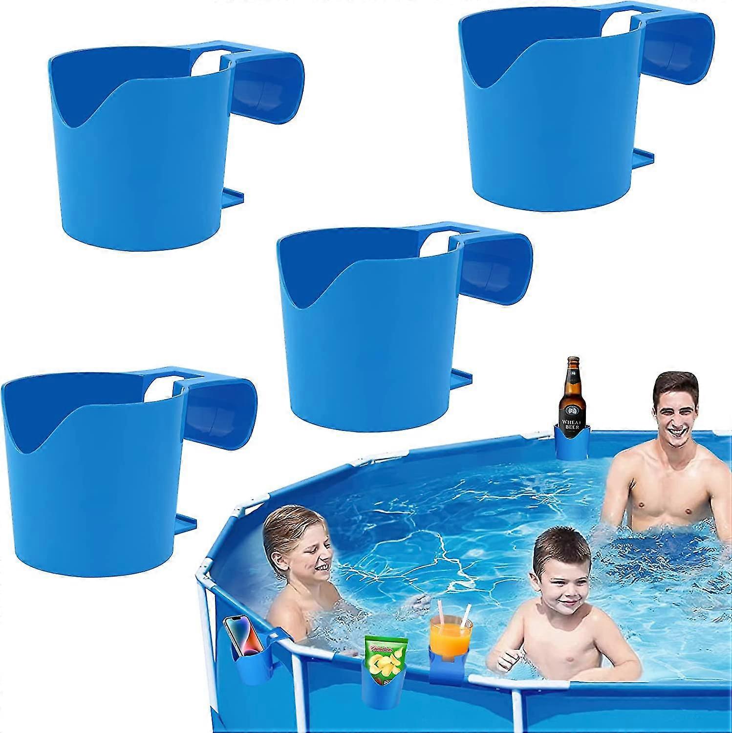 2pcs Poolside Cup Holders For Above Ground Pools, Plastic Swimming Pool Drink Holder For Pool Side, No Spills Pool Cup Holders