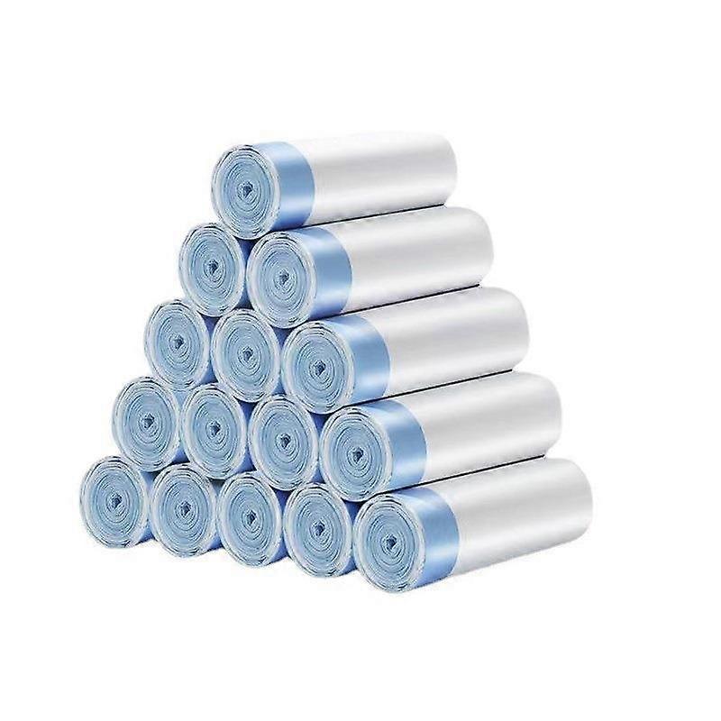 15 rolls household thickened drawstring garbage bag portable automatic drawstring white garbage bag through the rope