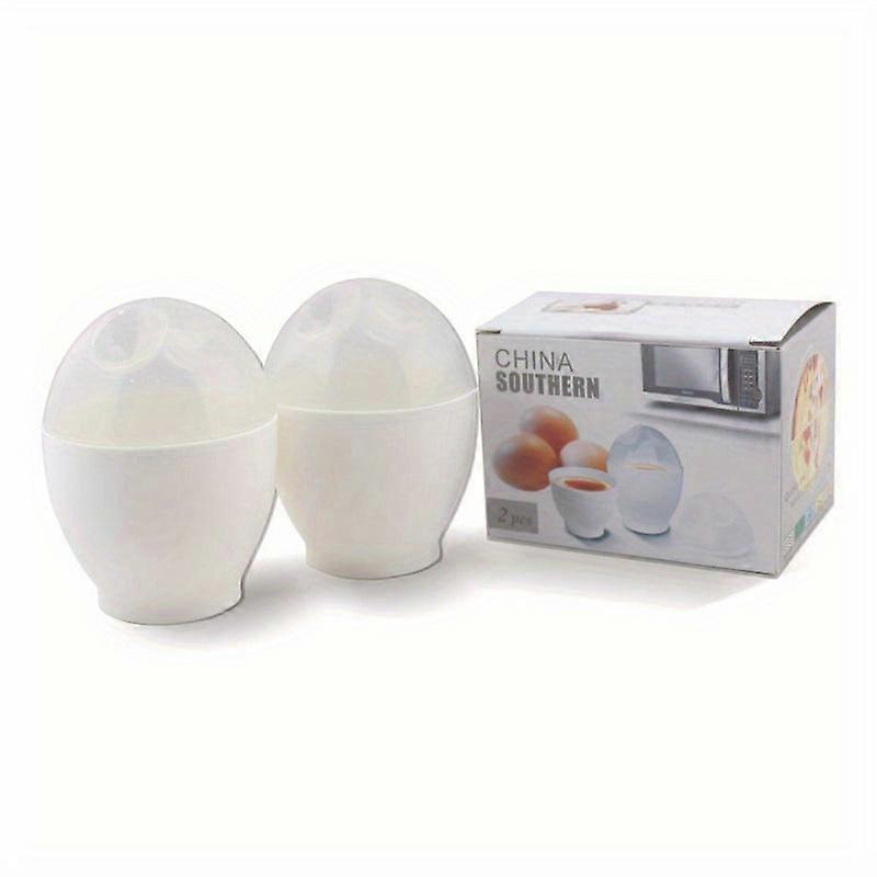 2pcs Egg Cooker - White Microwave Oven Cup Poacher For Steaming And Boiling Eggs For Delicious Breakfasts And Lunches