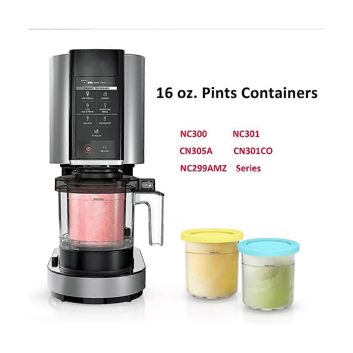 2PCS Ice Cream Pints and Lids for Ninja Creami NC301 NC300 NC299AMZ Series Ice Cream Storage Contai