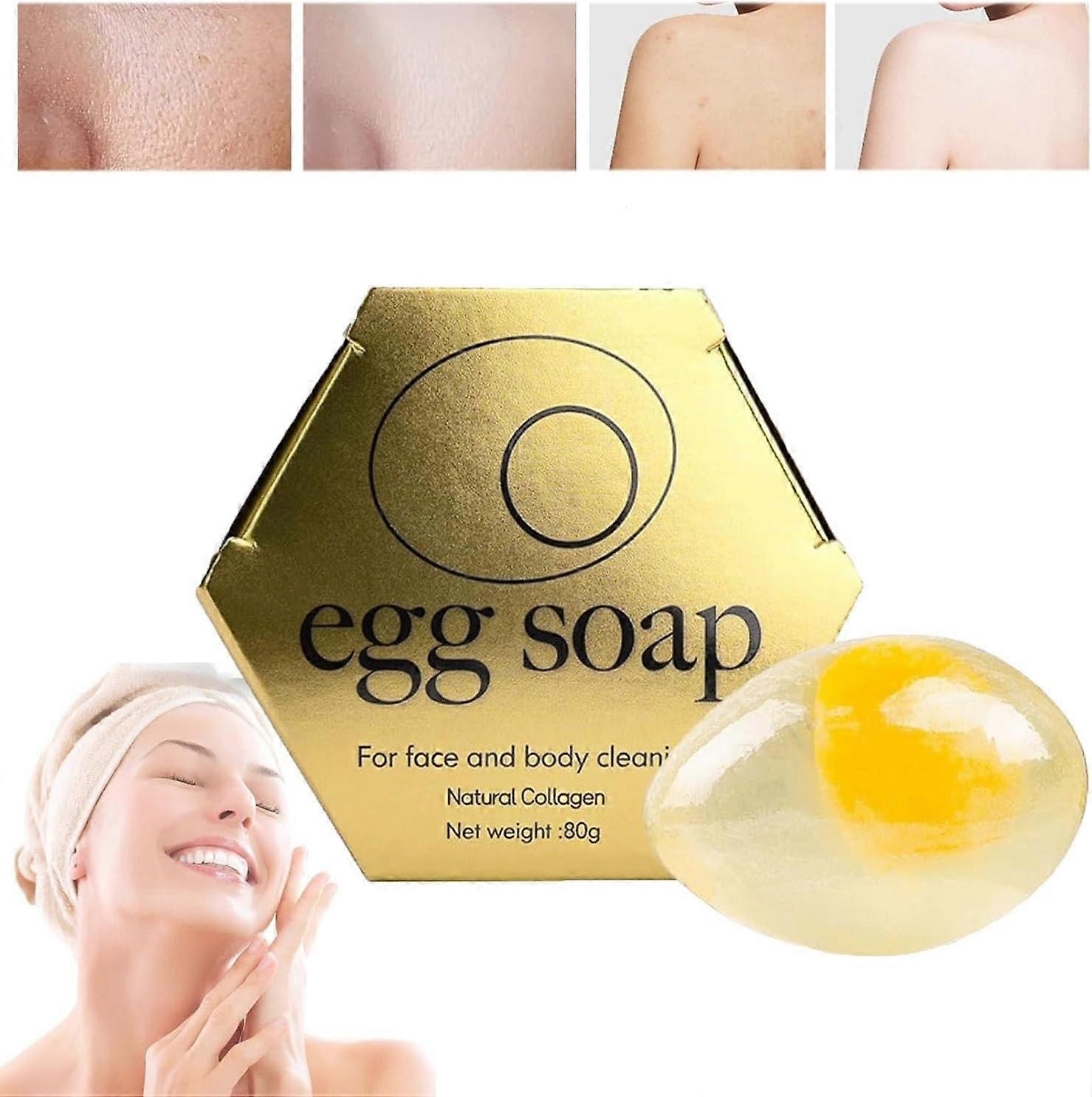 Egg White Soap,Handmade Collagen Essential Oils Soap,Natural Ingredients and Essential Oils Cute Egg Like Beauty Crystal for Soft, Clean Skin