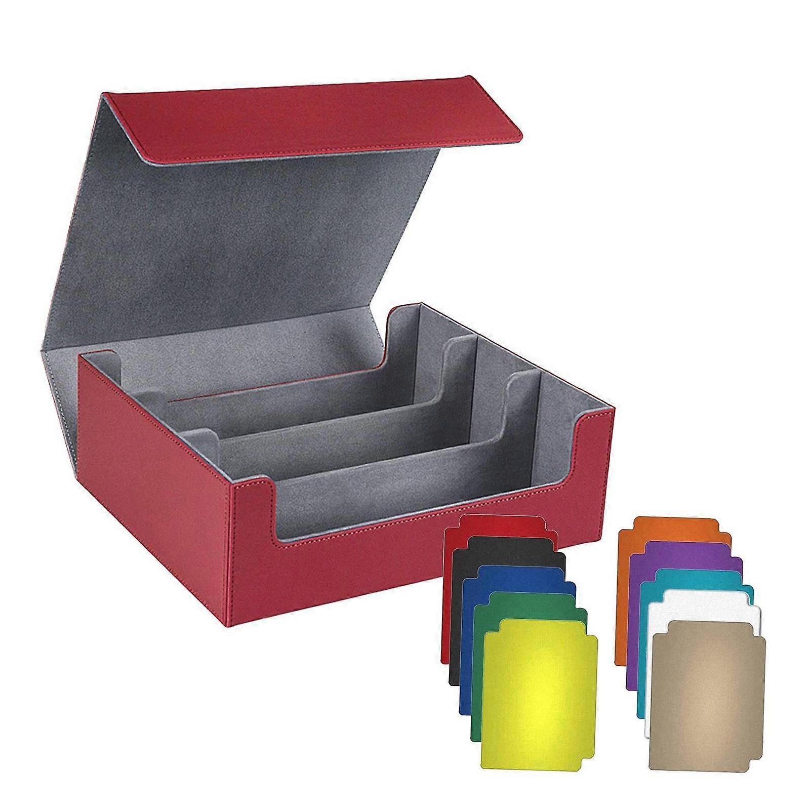 Card Deck Box Multipurpose with Magnetics Closure Standard Game Card Storage Red Lining Gray
