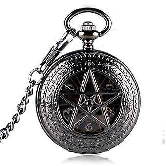 Weihnachtsgeschenk schwarz Taschenuhr Stunde heiß TV-Serie übernatürlich Anhänger Pentagramm mechanisch Hand Wind Krone Muster Steampunk