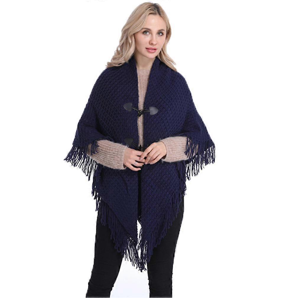 Ladies' Warm Poncho Knitting Cardigant Sweater Coat with Botton