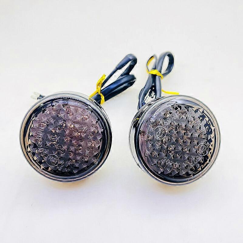2PC Universal LED ATV Turn Signal Light Amber Indicator Motorcycle Round Front Rear Lamp For Bobber Chopper Cafe Racer DucatiMotor Vehicle Lighting