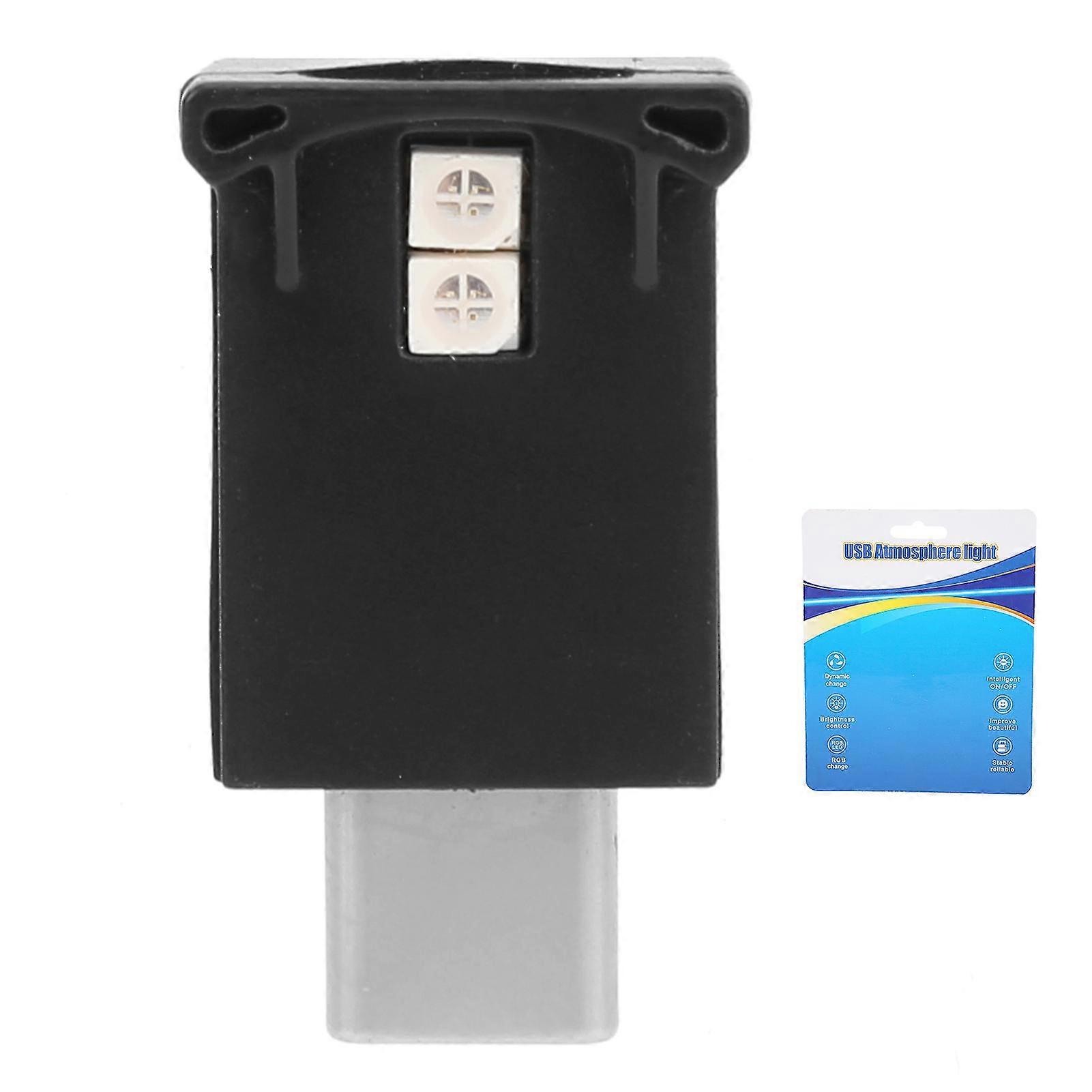 Type C LED Ambient Light 8 Colors RGB Dynamic Gradient Brightness Adjustable Interior Atmosphere Lamp