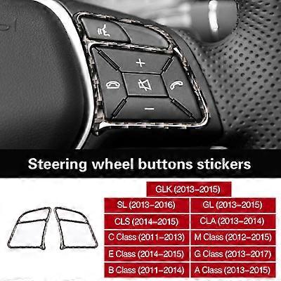 Carbon Fiber For Mercedes W176 W204 W212 A B C E G M Class CLA CLS SL GL Car Steering Wheel Button Trim Frame Sticker Accessory