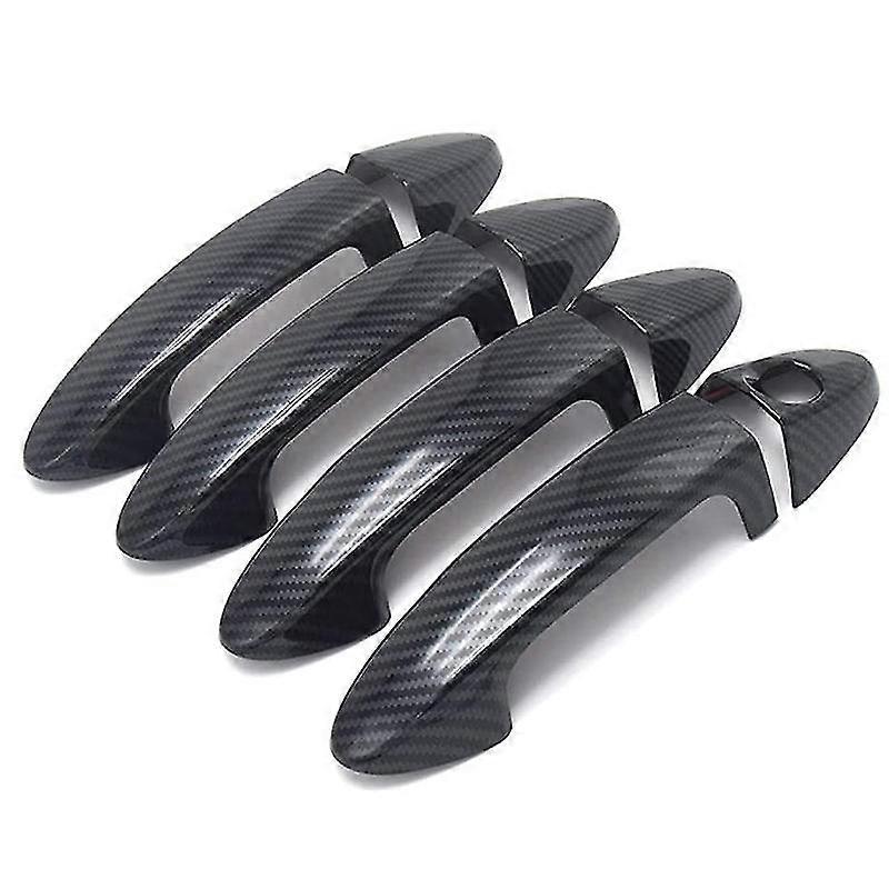 Car Exterior Door Handle Cover Sticker For Fiesta 2009 2010 2011 2012 Accessories, Carbon Fiber